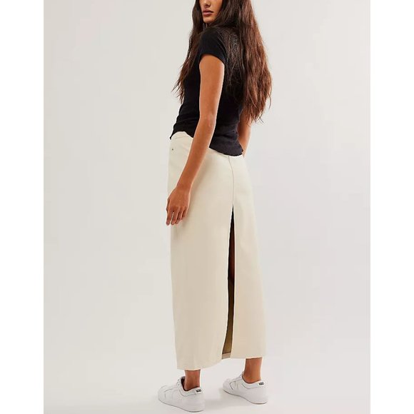 FREE PEOPLE City Slicker Vegan Maxi Skirt / Nilla Cream - Picture 9 of 12